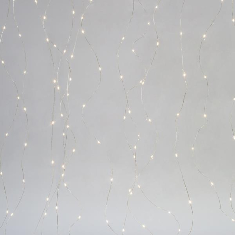 ΚΟΥΡΤΙΝΑ, 400 MINI LED, ΜΕΤΑΣΧΗΜΑΤΙΣΤΗ, ΑΣΗΜΙ ΧΑΛΚΙΝΟ ΚΑΛΩΔΙΟ, ΘΕΡΜΟ ΛΕΥΚΟ LED (H200 x W200cm, 16 ΣΕΙΡΕΣ x 25 LED), ΠΡΟΕΚΤΑΣΗ ΠΑΡΟΧΗΣ 5m, ΙΡ44