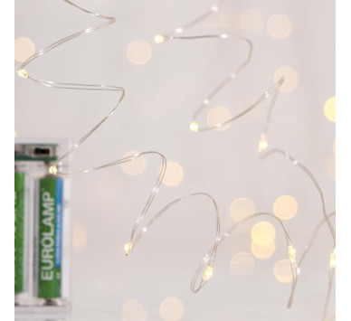 ΣΕΙΡΑ, 50 MINI LED, ΜΠΑΤΑΡΙΑΣ 3xAA, ΑΣΗΜΙ ΧΑΛΚΙΝΟ ΚΑΛΩΔΙΟ, ΘΕΡΜΟ ΛΕΥΚΟ LED ΑΝΑ 10cm, ΠΡΟΕΚΤΑΣΗ ΠΑΡΟΧΗΣ 10cm, IP20