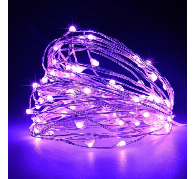 ΣΕΙΡΑ, 100 ΜΙΝΙ LED, ΜΕΤΑΣΧΗΜΑΤΙΣΤΗ, ΣΤΑΘΕΡΟ, ΑΣΗΜΙ ΧΑΛΚΙΝΟ ΚΑΛΩΔΙΟ, ΜΩΒ LED ANA 10cm, ΠΡΟΕΚΤΑΣΗ ΠΑΡΟΧΗΣ 5m, ΙΡ44