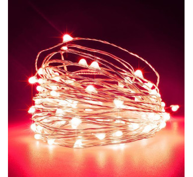 ΣΕΙΡΑ, 100 ΜΙΝΙ LED, ΜΕΤΑΣΧΗΜΑΤΙΣΤΗ, ΣΤΑΘΕΡΟ, ΑΣΗΜΙ ΧΑΛΚΙΝΟ ΚΑΛΩΔΙΟ, ΚΟΚΚΙΝΟ LED ANA 10cm, ΠΡΟΕΚΤΑΣΗ ΠΑΡΟΧΗΣ 5m, ΙΡ44