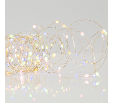 ΣΕΙΡΑ, 50 MINI ELECTRODELESS LED, ΜΠΑΤΑΡΙΑΣ 3xAA, 11 ΠΡΟΓΡΑΜΜΑΤΑ, ΑΣΗΜΙ ΧΑΛΚΙΝΟ ΚΑΛΩΔΙΟ, ΧΡΩΜΑΤΙΣΤΟ OPAL & ΘΕΡΜΟ ΛΕΥΚΟ LED ΑΝΑ 10cm, ΠΡΟΕΚΤΑΣΗ ΠΑΡΟΧΗΣ 10cm, IP44