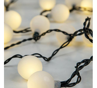 ΣΕΙΡΑ, 80 LED 5mm, ΛΕΥΚΕΣ ΜΠΑΛΕΣ Φ2cm, 31V ΜΕΤΑΣΧΗΜΑΤΙΣΤΗ, ΠΡΑΣΙΝΟ PVC ΚΑΛΩΔΙΟ, ΘΕΡΜΟ ΛΕΥΚΟ LED ΑΝΑ 8cm, ΠΡΟΕΚΤΑΣΗ ΠΑΡΟΧΗΣ 3m, IP44