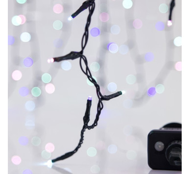 ΣΕΙΡΑ, 100 LED 3mm, 31V ΜΕΤΑΣΧΗΜΑΤΙΣΤΗ, 8 ΠΡΟΓΡΑΜΜΑΤΑ & ΜΝΗΜΗ, ΠΡΑΣΙΝΟ PVC ΚΑΛΩΔΙΟ, OPAL ΧΡΩΜΑΤΙΣΤΟ LED ΑΝΑ 5cm, ΠΡΟΕΚΤΑΣΗ ΠΑΡΟΧΗΣ 3m, ΙΡ44