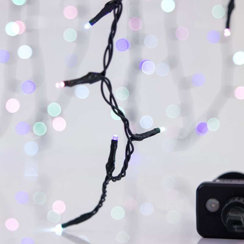 ΣΕΙΡΑ, 100 LED 3mm, 31V ΜΕΤΑΣΧΗΜΑΤΙΣΤΗ, 8 ΠΡΟΓΡΑΜΜΑΤΑ & ΜΝΗΜΗ, ΠΡΑΣΙΝΟ PVC ΚΑΛΩΔΙΟ, OPAL ΧΡΩΜΑΤΙΣΤΟ LED ΑΝΑ 5cm, ΠΡΟΕΚΤΑΣΗ ΠΑΡΟΧΗΣ 3m, ΙΡ44