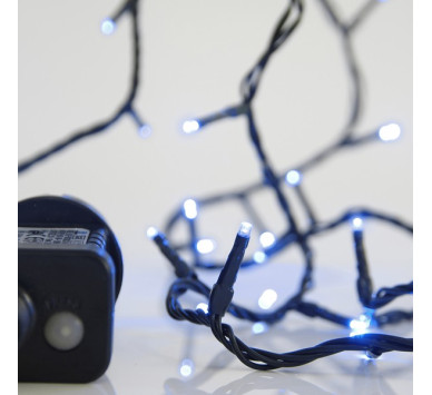 ΣΕΙΡΑ, 100 LED 3mm, 31V ΜΕΤΑΣΧΗΜΑΤΙΣΤΗ, 8 ΠΡΟΓΡΑΜΜΑΤΑ & ΜΝΗΜΗ, ΠΡΑΣΙΝΟ PVC ΚΑΛΩΔΙΟ, ΜΠΛΕ LED ΑΝΑ 5cm,  ΠΡΟΕΚΤΑΣΗ ΠΑΡΟΧΗΣ 3m, ΙΡ44