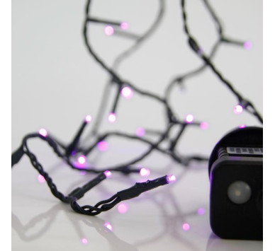 ΣΕΙΡΑ, 100 LED 3mm, 31V ΜΕΤΑΣΧΗΜΑΤΙΣΤΗ, 8 ΠΡΟΓΡΑΜΜΑΤΑ & ΜΝΗΜΗ, ΠΡΑΣΙΝΟ PVC ΚΑΛΩΔΙΟ, ΜΩΒ LED ΑΝΑ 5cm, ΠΡΟΕΚΤΑΣΗ ΠΑΡΟΧΗΣ 3m, ΙΡ44