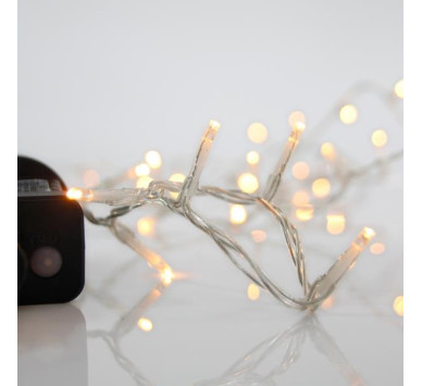 ΣΕΙΡΑ, 100 LED 3mm, 31V ΜΕΤΑΣΧΗΜΑΤΙΣΤΗ, 8 ΠΡΟΓΡΑΜΜΑΤΑ & ΜΝΗΜΗ, ΔΙΑΦΑΝΟ PVC ΚΑΛΩΔΙΟ, ΘΕΡΜΟ ΛΕΥΚΟ LED ΑΝΑ 5cm, ΠΡΟΕΚΤΑΣΗ ΠΑΡΟΧΗΣ 3m, ΙΡ44