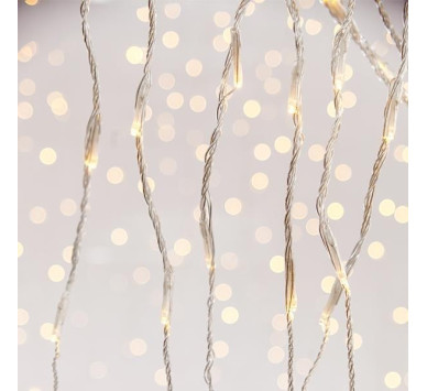 ΚΟΥΡΤΙΝΑ, 240 LED 3mm, 31V ΜΕΤΑΣΧΗΜΑΤΙΣΤΗ, ΠΡΟΓΡΑΜΜΑ SNOWFALL & ΜΝΗΜΗ, ΔΙΑΦΑΝO PVC ΚΑΛΩΔΙΟ, ΘΕΡΜΟ ΛΕΥΚΟ LED (H100 x W200cm, 20 ΣΕΙΡΕΣ x 12 LED, ΠΡΟΕΚΤΑΣΗ ΠΑΡΟΧΗΣ 3m, IP44