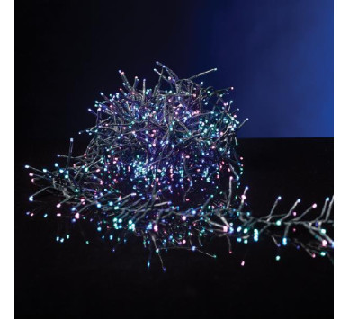 CLUSTER 6m, 768 LED 3mm, 31V ΜΕΤΑΣΧΗΜΑΤΙΣΤΗ, 8 ΠΡΟΓΡΑΜΜΑΤΑ & ΜΝΗΜΗ, ΠΡΑΣΙΝΟ PVC ΚΑΛΩΔΙΟ, OΠΑΛ ΧΡΩΜΑΤΙΣΤΟ LED, ΠΡΟΕΚΤΑΣΗ ΠΑΡΟΧΗΣ 3m, IP44