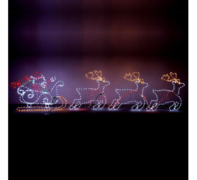 ΑΓΙΟΣ ΒΑΣΙΛΗΣ ΜΕ ΕΛΚΗΘΡΟ ΚΑΙ 3 ΤΑΡΑΝΔΟΥΣ, 30m LED ΦΩΤΟΣΩΛΗΝΑΣ, ΜΟΝΟΚΑΝΑΛΟΣ, ΜΕ ΠΡΟΓΡΑΜΜΑ, 400x75cm, IP44