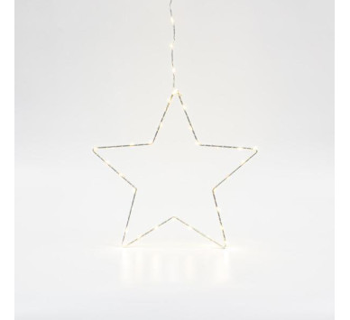 ΑΣΗΜΙ ΑΣΤΕΡΙ ΦΩΤΙΖΟΜΕΝ0 30cm, 30 MINI LED ΣΤΟ ΑΣΤΕΡΙ ΚΑΙ 15 MINI LED ΣΤΟ ΚΑΛΩΔΙΟ, ΣΤΑΘΕΡΟΣ ΜΕΤΑΣΧΗΜΑΤΙΣΤΗΣ, ΑΣΗΜΙ ΧΑΛΚΙΝΟ ΚΑΛΩΔΙΟ, ΘΕΡΜΟ ΛΕΥΚΟ LED, ΠΡΟΕΚΤΑΣΗ ΠΑΡΟΧΗΣ 3m, IP44