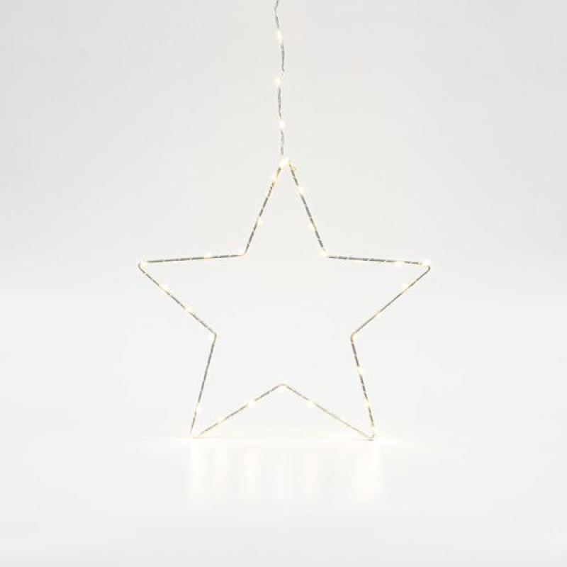 ΑΣΗΜΙ ΑΣΤΕΡΙ ΦΩΤΙΖΟΜΕΝ0 30cm, 30 MINI LED ΣΤΟ ΑΣΤΕΡΙ ΚΑΙ 15 MINI LED ΣΤΟ ΚΑΛΩΔΙΟ, ΣΤΑΘΕΡΟΣ ΜΕΤΑΣΧΗΜΑΤΙΣΤΗΣ, ΑΣΗΜΙ ΧΑΛΚΙΝΟ ΚΑΛΩΔΙΟ, ΘΕΡΜΟ ΛΕΥΚΟ LED, ΠΡΟΕΚΤΑΣΗ ΠΑΡΟΧΗΣ 3m, IP44