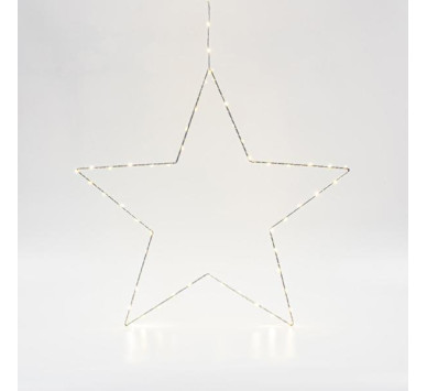 ΑΣΗΜΙ ΑΣΤΕΡΙ ΦΩΤΙΖΟΜΕΝ0 50cm, 50 MINI LED ΣΤΟ ΑΣΤΕΡΙ ΚΑΙ 15 MINI LED ΣΤΟ ΚΑΛΩΔΙΟ, ΣΤΑΘΕΡΟΣ ΜΕΤΑΣΧΗΜΑΤΙΣΤΗΣ, ΑΣΗΜΙ ΧΑΛΚΙΝΟ ΚΑΛΩΔΙΟ, ΘΕΡΜΟ ΛΕΥΚΟ LED, ΠΡΟΕΚΤΑΣΗ ΠΑΡΟΧΗΣ 3m, IP44