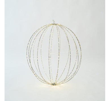 ΑΣΗΜΙ ΜΕΤΑΛΛΙΚΗ ΜΠΑΛΑ ΦΩΤΙΖΟΜΕΝΗ 60cm, 480 MINI LED, ΣΤΑΘΕΡΟΣ ΜΕΤΑΣΧΗΜΑΤΙΣΤΗΣ, ΑΣΗΜΙ ΧΑΛΚΙΝΟ ΚΑΛΩΔΙΟ, ΘΕΡΜΟ ΛΕΥΚΟ LED, ΠΡΟΕΚΤΑΣΗ ΠΑΡΟΧΗΣ 3m, IP44