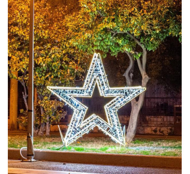 ΕΠΑΓΓΕΛΜΑΤΙΚΟ ΣΧΕΔΙΟ, ΑΣΤΕΡΙ 3D, ΘΕΡΜΗ ΛΕΥΚΗ LED ΦΩΤΟΣΩΛΗΝΑ, ΛΕΥΚΟ LED, 200x200cm, IP65