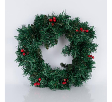 ΣΤΕΦΑΝΙ ΠΡΑΣΙΝΟ PVC ΜΕ BERRIES, 50cm