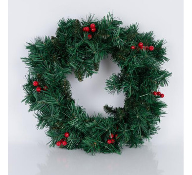 ΣΤΕΦΑΝΙ ΠΡΑΣΙΝΟ PVC ΜΕ BERRIES, 60cm