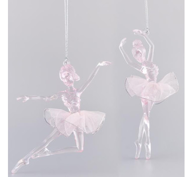 ΜΠΑΛΑΡΙΝΕΣ ΑΚΡΥΛΙΚΕΣ, ΡΟΖ ΔΙΑΦΑΝΕΣ ΜΕ ΡΟΖ GLITTER, 2 ΣΧΕΔΙΑ, 10,2x1,27x12,7cm