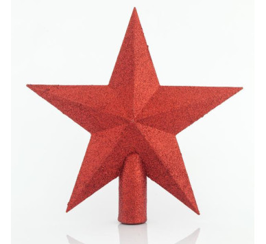 ΚΟΡΥΦΗ ΔΕΝΤΡΟΥ ΑΣΤΕΡΙ ΠΛΑΣΤΙΚΟ, ΚΟΚΚΙΝΟ ΜΕ GLITTER, 20,5cm