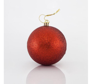 ΜΠΑΛΑ ΠΛΑΣΤΙΚΗ, ΚΟΚΚΙΝΗ ΜΕ GLITTER, ΣΕΤ 6ΤΜΧ, 8cm