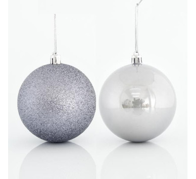 ΜΠΑΛΑ ΠΛΑΣΤΙΚΗ, ΓΚΡΙ, ΣΕΤ 6ΤΜΧ, (2 ΠΕΡΛΕ, 4 GLITTER), 8cm