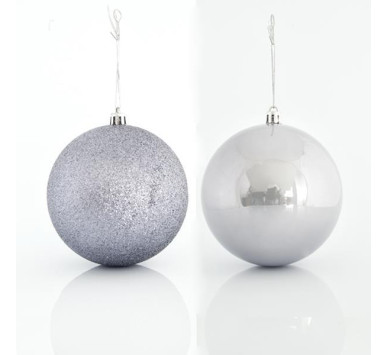 ΜΠΑΛΑ ΠΛΑΣΤΙΚΗ,  ΓΚΡΙ, ΣΕΤ 6ΤΜΧ, (2 ΠΕΡΛΕ, 4 GLITTER), 10cm