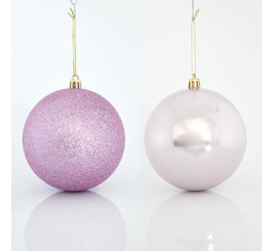 ΜΠΑΛΑ ΠΛΑΣΤΙΚΗ,  ΡΟΖ, ΣΕΤ 6ΤΜΧ, (2 ΠΕΡΛΕ, 4 GLITTER), 10cm