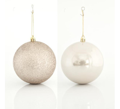 ΜΠΑΛΑ ΠΛΑΣΤΙΚΗ, ΕΚΡΟΥ, ΣΕΤ 6ΤΜΧ, (2 ΠΕΡΛΕ, 4 GLITTER), 10cm