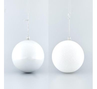 ΜΠΑΛΑ ΠΛΑΣΤΙΚΗ, ΛΕΥΚΗ, ΣΕΤ 6ΤΜΧ, (2 ΠΕΡΛΕ, 4 GLITTER), 10cm