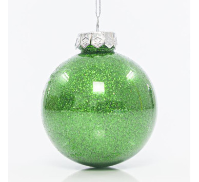 ΜΠΑΛΑ ΠΛΑΣΤΙΚΗ PET, ΠΡΑΣΙΝΗ ΓΥΑΛΙΣΤΕΡΗ ΜΕ GLITTER, ΣΕΤ 6ΤΜΧ, 8cm