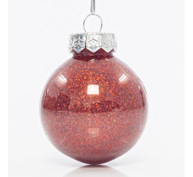 ΜΠΑΛΑ ΠΛΑΣΤΙΚΗ PET, ΚΟΚΚΙΝΗ ΓΥΑΛΙΣΤΕΡΗ ΜΕ GLITTER, ΣΕΤ 12ΤΜΧ, 6cm
