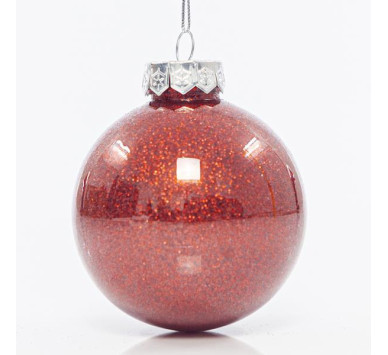 ΜΠΑΛΑ ΠΛΑΣΤΙΚΗ PET, ΚΟΚΚΙΝΗ ΓΥΑΛΙΣΤΕΡΗ ΜΕ GLITTER, ΣΕΤ 6ΤΜΧ, 8cm