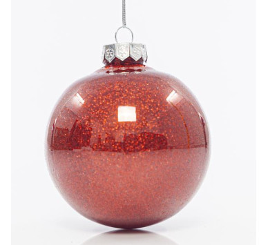 ΜΠΑΛΑ ΠΛΑΣΤΙΚΗ PET, ΚΟΚΚΙΝΗ ΓΥΑΛΙΣΤΕΡΗ ΜΕ GLITTER, ΣΕΤ 4ΤΜΧ, 10cm