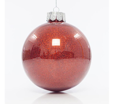ΜΠΑΛΑ ΠΛΑΣΤΙΚΗ PET, ΚΟΚΚΙΝΗ ΓΥΑΛΙΣΤΕΡΗ ΜΕ GLITTER, ΣΕΤ 2ΤΜΧ, 15cm