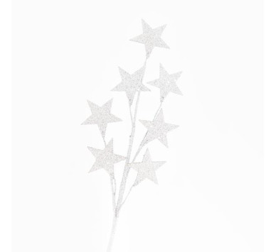 ΚΛΑΔΙ ΜΕ ΛΕΥΚΟ GLITTER ΑΣΤΕΡΙΑ, 46cm
