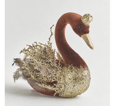 ΒΕΛΟΥΔΙΝΟΣ ΚΥΚΝΟΣ, ΚΑΦΕ, ΜΕ ΧΡΥΣΟ ΓΚΛΙΤΕΡ, 28cm