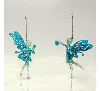 ΝΕΡΑΙΔΑ ΑΚΡΥΛΙΚΗ, 2 ΣΧΕΔΙΑ, ΜΕ ΓΑΛΑΖΙΟ GLITTER, 8,8x15,2cm
