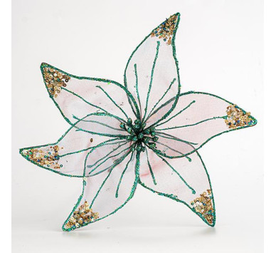 ΛΟΥΛΟΥΔΙ ΟΡΓΑΝΤΖΑ, ΔΙΑΦΑΝΟ ΜΠΛΕ ΜΕ GLITTER, 30cm
