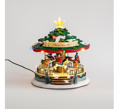 ΚΑΡΟΥΖΕΛ MERRY CHRISTMAS, 33 LED, ΜΕ ΜΟΥΣΙΚΗ ΚΑΙ ΚΙΝΗΣΗ, ΜΕ ΜΕΤΑΣΧΗΜΑΤΙΣΤΗ, 25x24,5x26cm