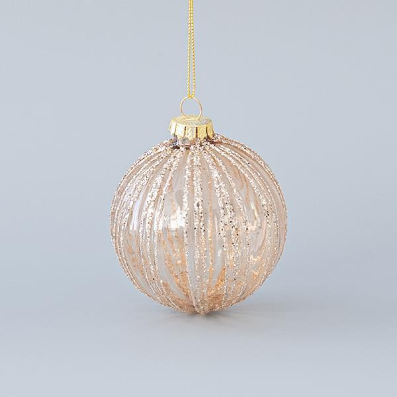 ΓΥΑΛΙΝΗ ΜΠΑΛΑ, ΣΑΜΠΑΝΙ, GLITTER ΓΡΑΜΜΕΣ, ΣΕΤ 4ΤΜΧ, 8cm