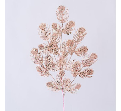 ΚΛΑΔΙ ΡΟΖ, ΜΕ GLITTER ΚΑΙ ΠΟΥΛΙΕΣ, 75cm
