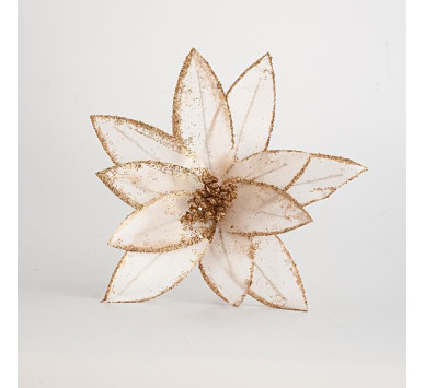 ΛΟΥΛΟΥΔΙ ΛΕΥΚΟ, ΜΕ ΧΡΥΣΟ GLITTER, 24cm