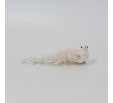 ΠΟΥΛΙ ΛΕΥΚΟ, ΜΕ ΠΟΥΠΟΥΛΑ ΚΑΙ GLITTER, 23x5x6,5cm