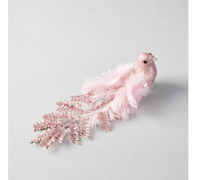 ΠΟΥΛΙ ΡΟΖ, ΜΕ ΠΟΥΠΟΥΛΑ ΚΑΙ GLITTER, 24x5x6,5cm