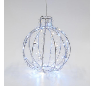 ΜΕΤΑΛΛΙΚΗ ΜΠΑΛΑ, 20 ΘΕΡΜΑ ΚΑΙ 20 ΛΕΥΚΑ LED, 500cm ΠΡΟΕΚΤΑΣΗ ΠΑΡΟΧΗΣ, 20x22cm, IP44