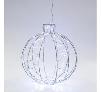 ΜΕΤΑΛΛΙΚΗ ΜΠΑΛΑ, 30 ΘΕΡΜΟ ΛΕΥΚΟ ΚΑΙ 30 ΛΕΥΚΟ LED, 500cm ΠΡΟΕΚΤΑΣΗ ΠΑΡΟΧΗΣ, 30x32cm, IP44