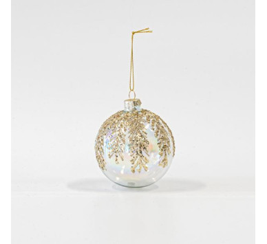 ΓΥΑΛΙΝΗ ΜΠΑΛΑ, ΔΙΑΦΑΝΗ, ΜΕ ΧΡΥΣΑ GLITTER, ΣΕΤ 4ΤΜΧ, 10cm