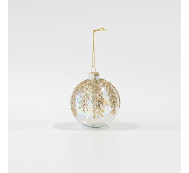 ΓΥΑΛΙΝΗ ΜΠΑΛΑ, ΔΙΑΦΑΝΗ, ΜΕ ΧΡΥΣΑ GLITTER, ΣΕΤ 4ΤΜΧ, 8cm