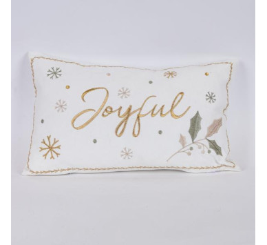 ΜΑΞΙΛΑΡΙ ΛΕΥΚΟ, ΜΕ ΧΡΥΣΗ ΕΠΙΓΡΑΦΗ JOYFUL, 30x50cm