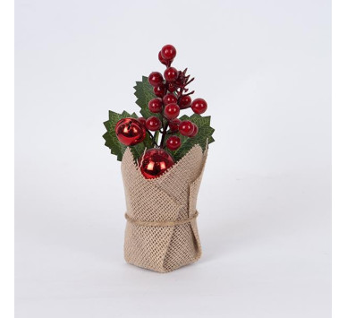 DISPLAY BOX, ΓΛΑΣΤΡΑΚΙ ΜΕ ΚΟΚΚΙΝΗ ΜΠΑΛΙΤΣΑ ΚΑΙ ΚΟΚΚΙΝΑ BERRIES, 12TMX, 20cm